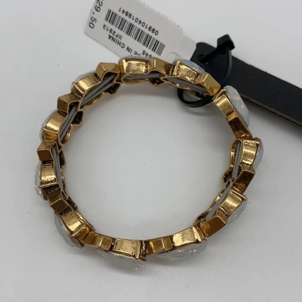 J. Crew Factory Opalescent Teardrop Large Rhinestone Stretch Bracelet - New - Picture 4 of 4
